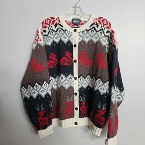 Woolrich XL Nordic handframed thick wool cardigan